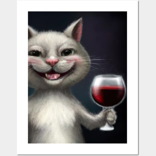 Cat with Wine Posters and Art